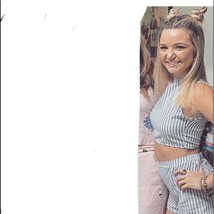 Stripped Two Piece Crop & Shorts